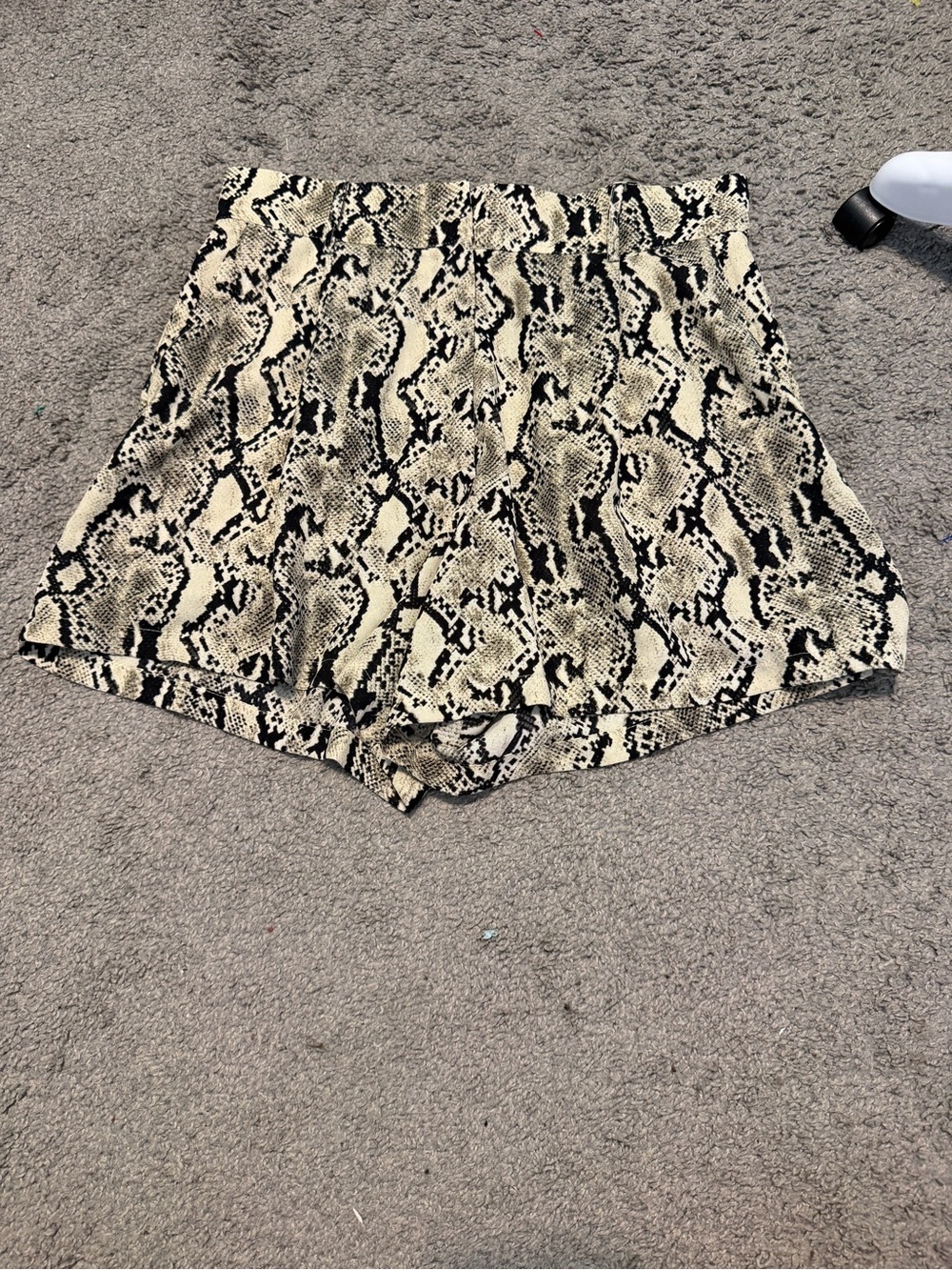 re:named Snake-Print High-Waist Pull-On Shorts - Black & Cream